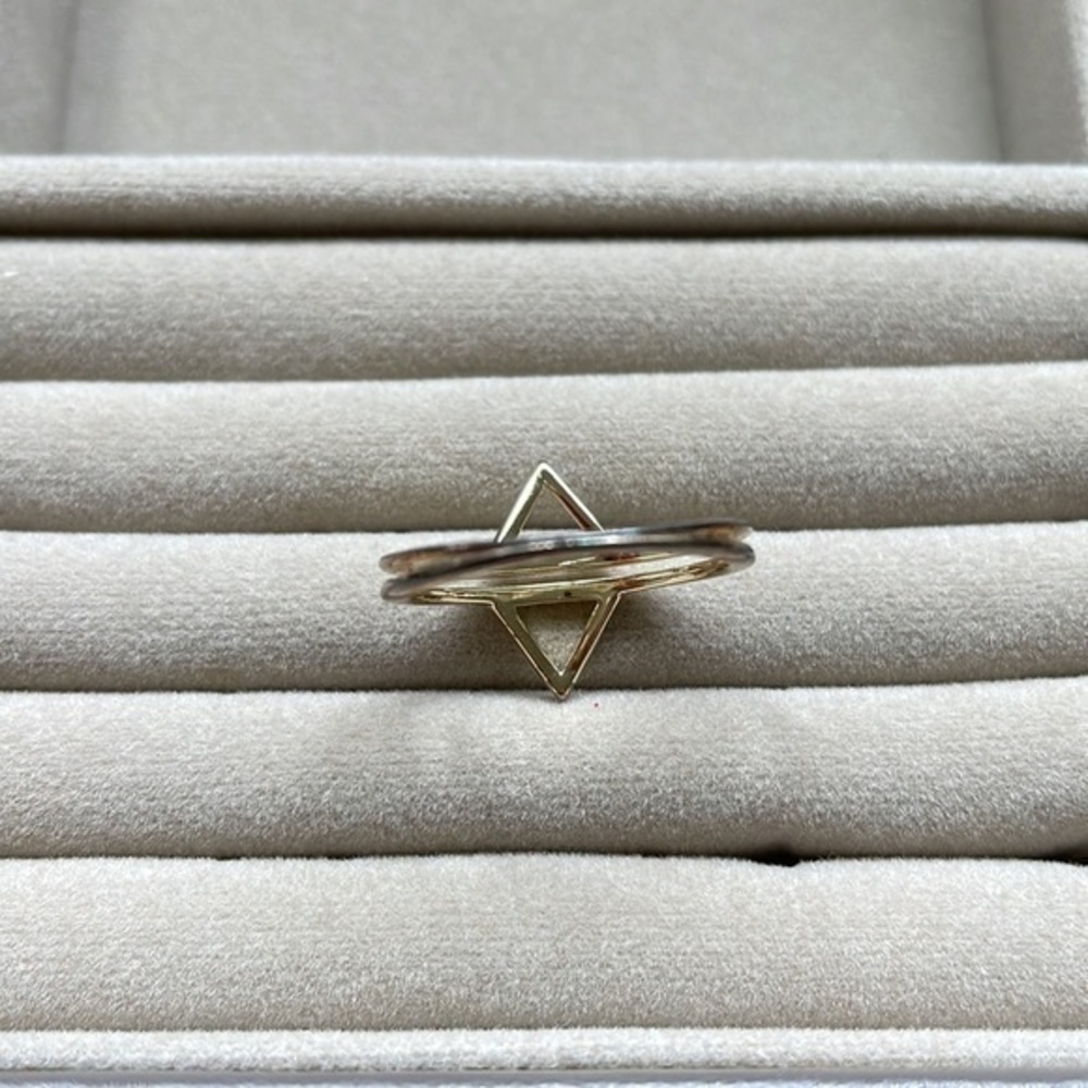 Gold double triangle ring